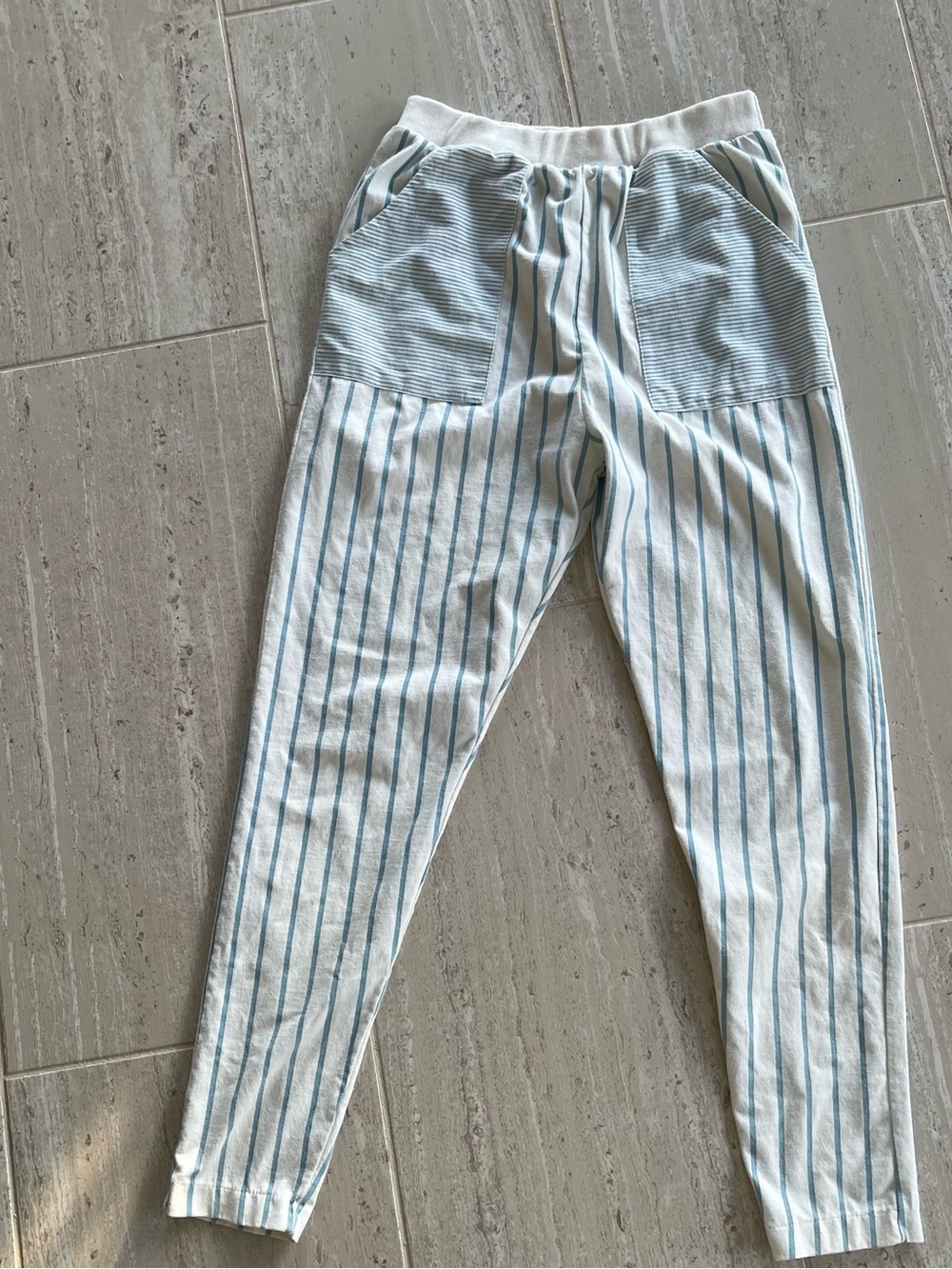 Design Zone Sport Vintage Pinstripe Pants Gray White Striped Womens Medium M